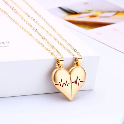 2Pcs Couple Love Heart Magnetic Necklace