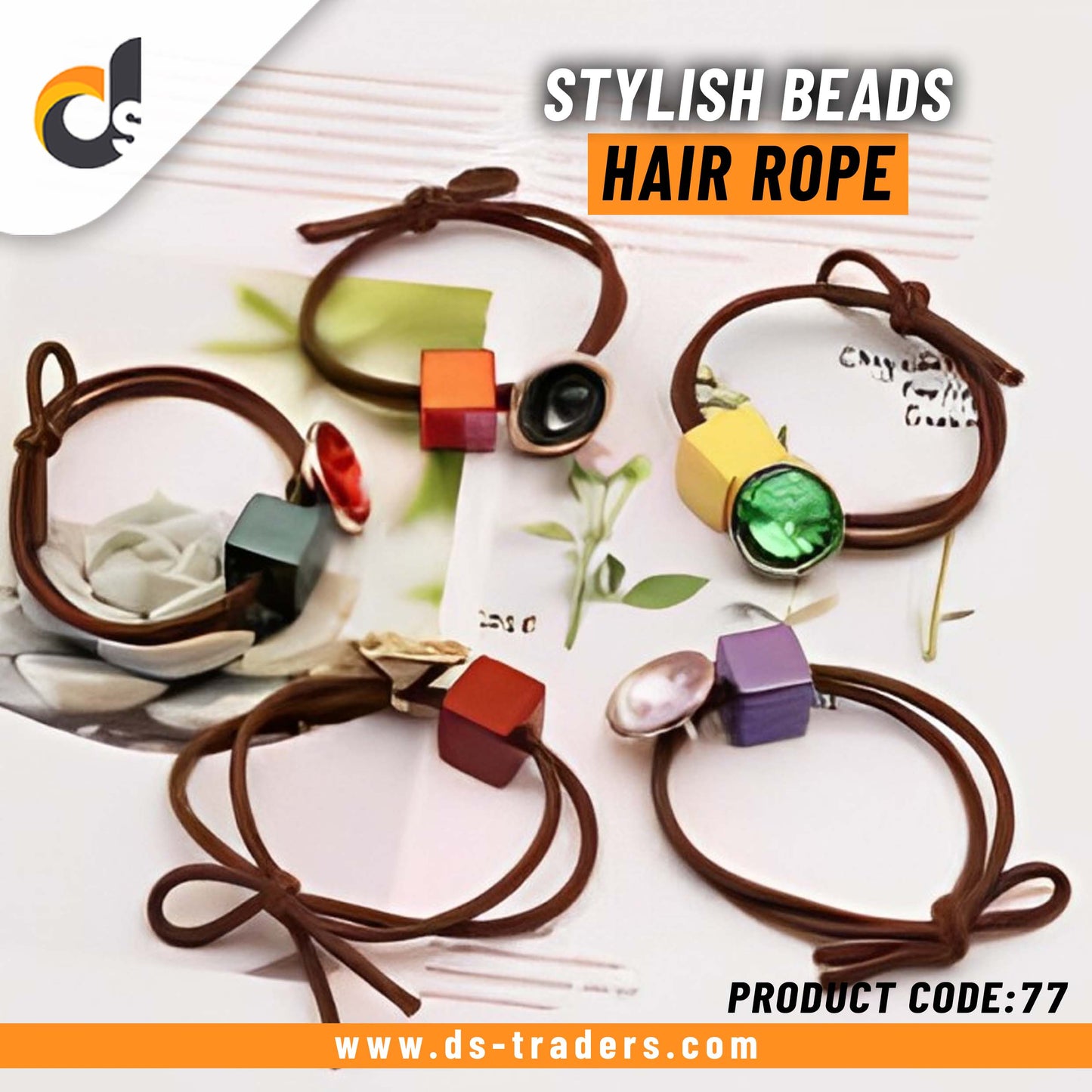 Stylish Beads Elastic Hair Rope