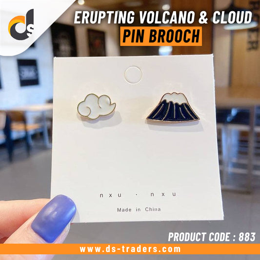 2 Pcs Erupting Volcano & Cloud Pin Brooch