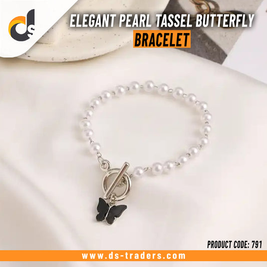 Elegant Pearl Tassel Butterfly Bracelet