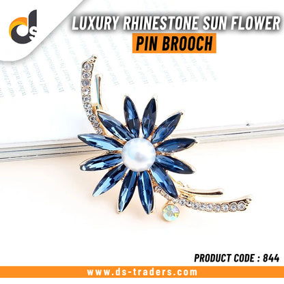 Luxury Rhinestone Sun Flower Pin Brooch