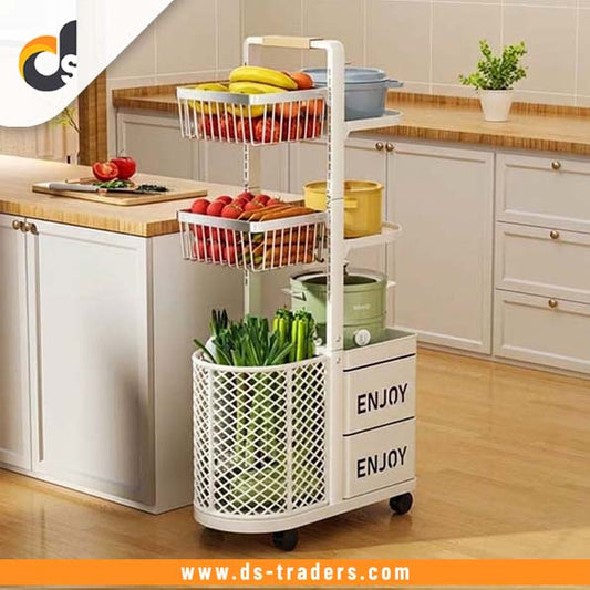 Multifunctional Storage Basket with 3 Shelves  & 2 Cabinets