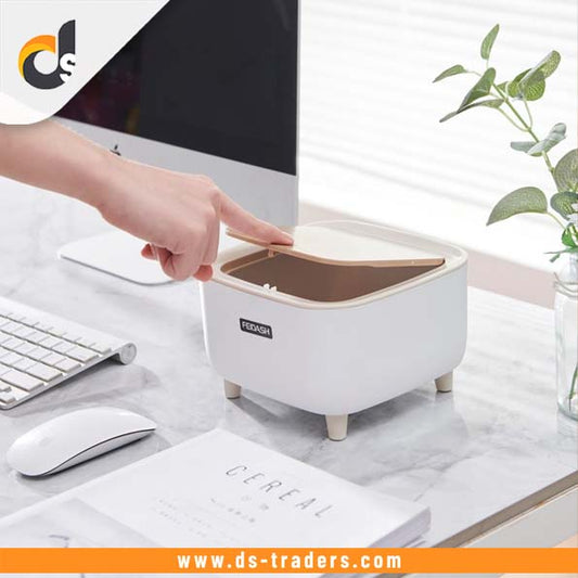Desktop Trash Bin with Push Open Lid