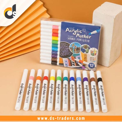 12PCs Kids Drawing Quick-Drying Acrylic Marker