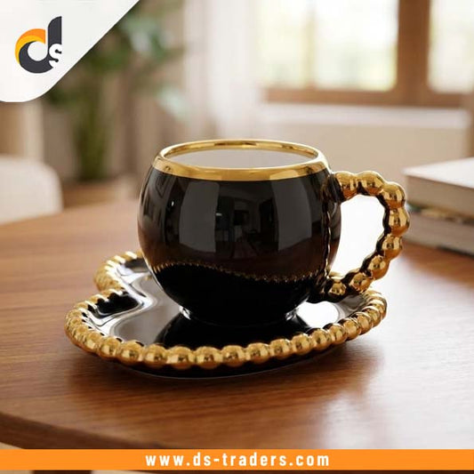 Black & Golden Ceremic Coffee Mug with Sausar