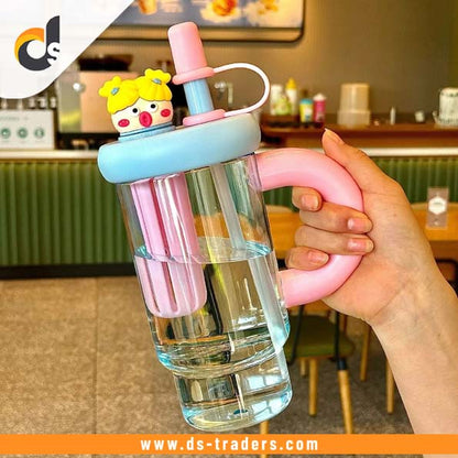 Cartoon Cute Water Bottle with Straw