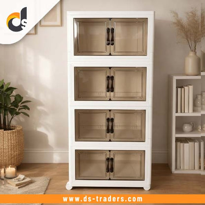 4 Layer Storage Cabinet with Transparent Doors