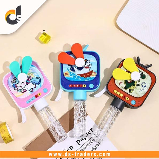 Mini Hand Fan With Bubble Wand