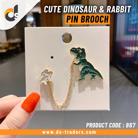 Cute Dinosaur & Rabbit Pin Brooch