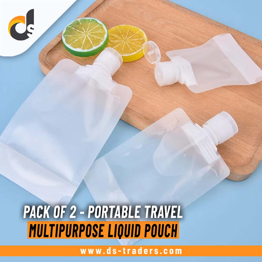 Pack Of 2 - Portable Travel Refillable Multipurpose Liquid Fluid Pouch