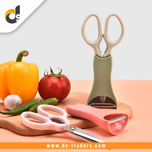 Multipurpose 2in1 Peeler And Scissors Set Kitchen Tool