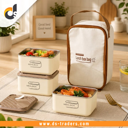 3PCs Stainless Steel Square Insulated Boxes
