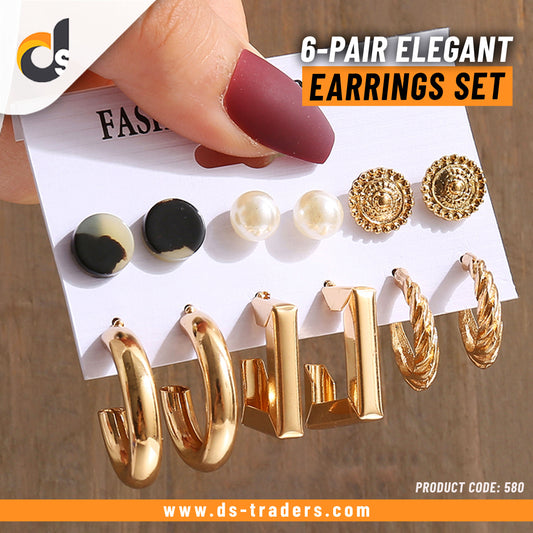 6-Pair Elegant Earrings Set