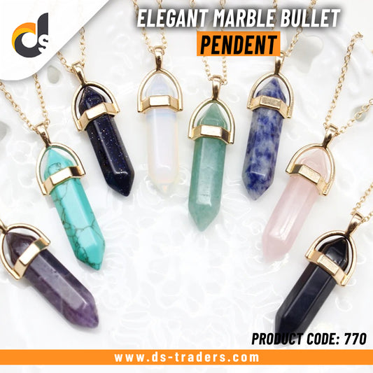 Elegant Marble Bullet Design Pendent Necklace