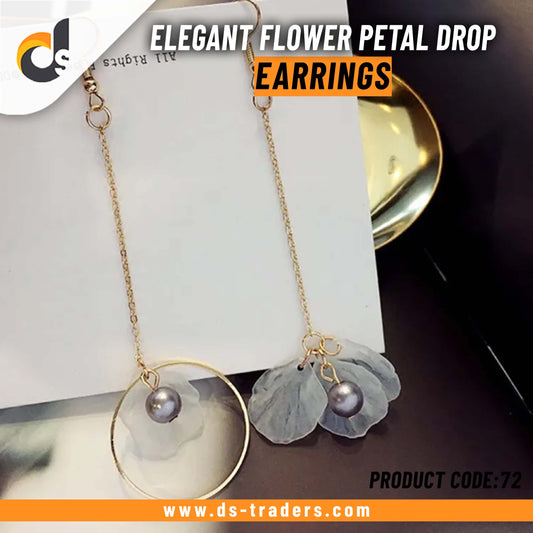 Elegant Flower Petal Tassel Drop Asymmetric Earrings