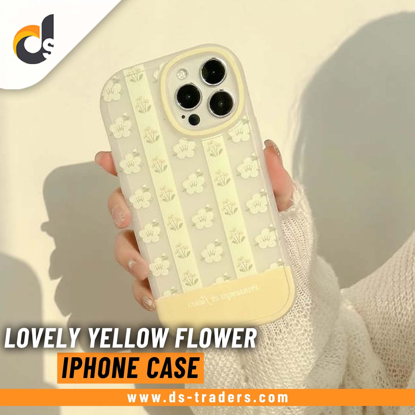 Lovely Yellow Flower Design - iPhone Back Case Only