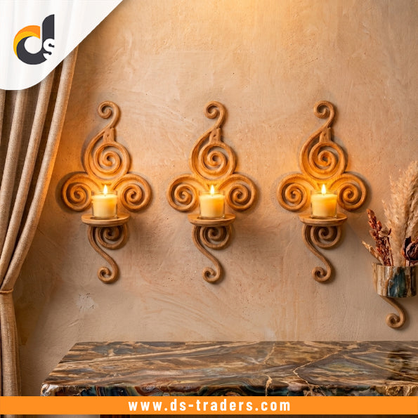 3PCs Cream Wooden Elegant Wall Shelf