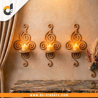 3PCs Cream Wooden Elegant Wall Shelf