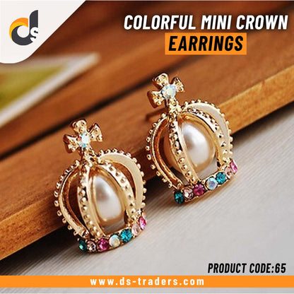 Colorful Mini Crown Shape Earrings