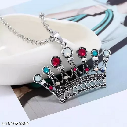 Retro Alloy Crown Necklace