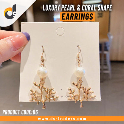 Luxury Pearl & Coral Shape Earrings
