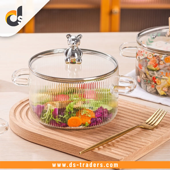 Transparent Heat Resistant Glass Cooking Pot 1600ML