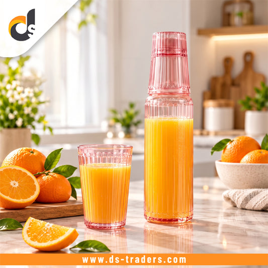 Elegant Pastel Bottle With Drinking Glass 850ML