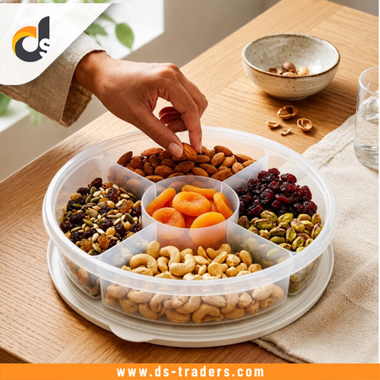 5-Section Transparent Snack Storage Container
