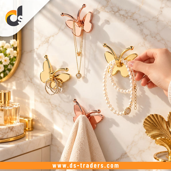 Elegant Butterfly Adhesive Metallic Wall Hook