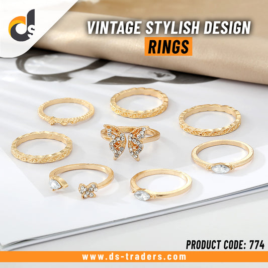 8 Pcs Vintage Stylish Design Rings