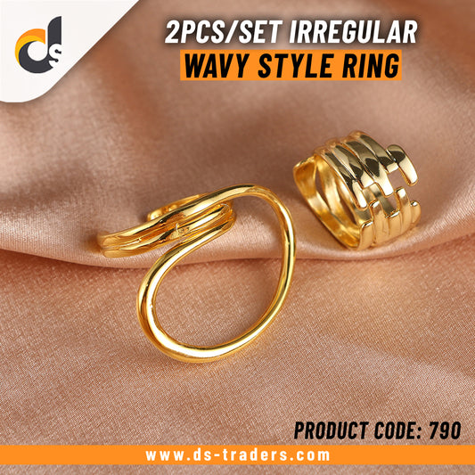 2Pcs/Set Irregular Wavy Style Rings