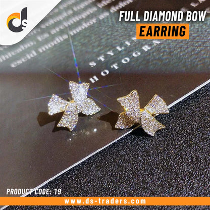 Full Diamond Bow Earrings