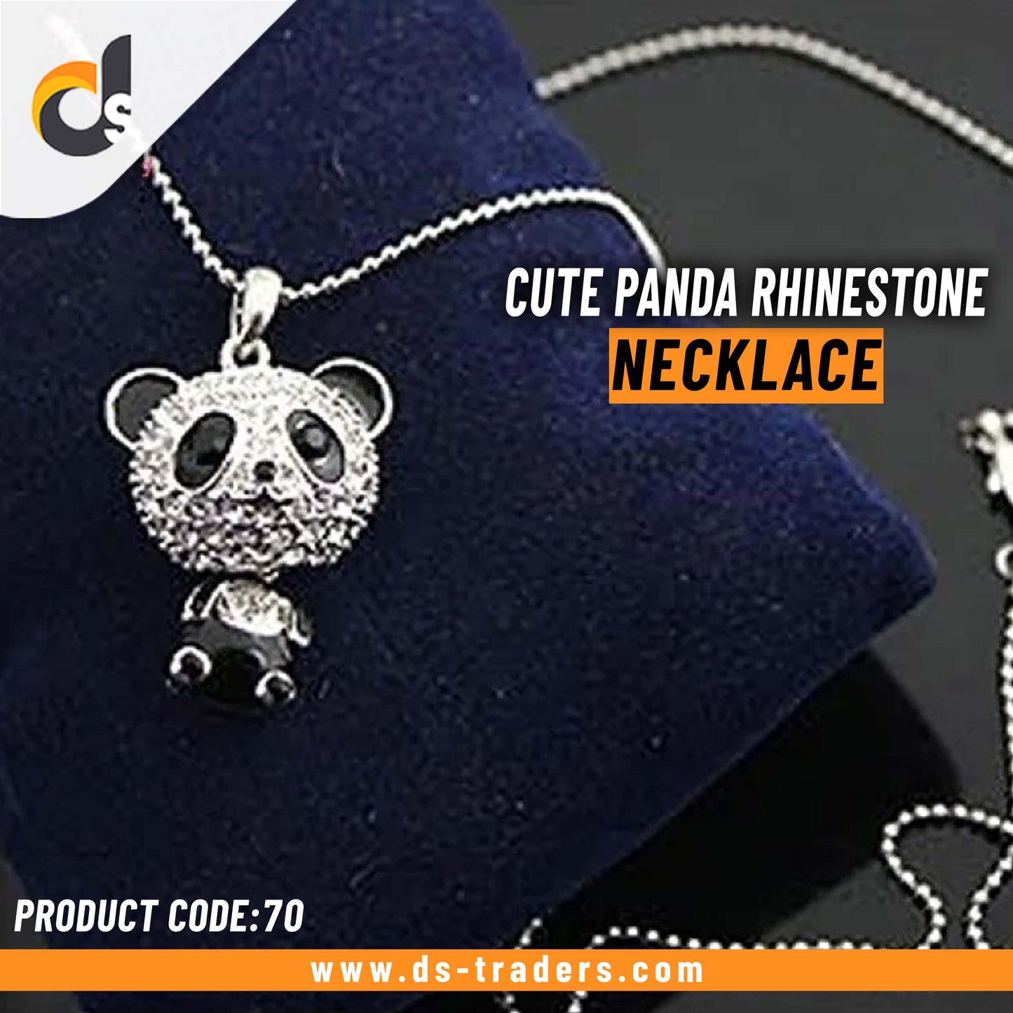 Cute Panda Rhinestone Pendant Necklace