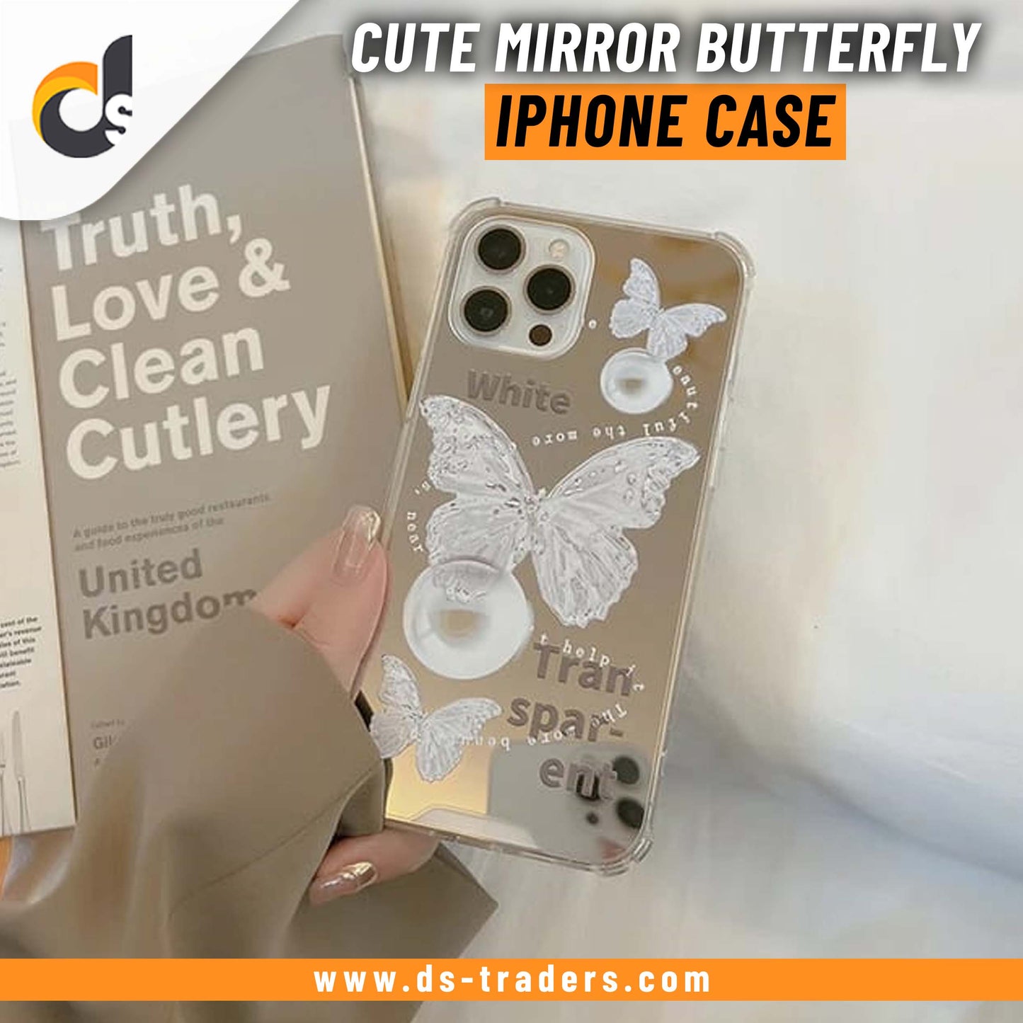 Cute Mirror Butterfly Design - iPhone Back Case Only