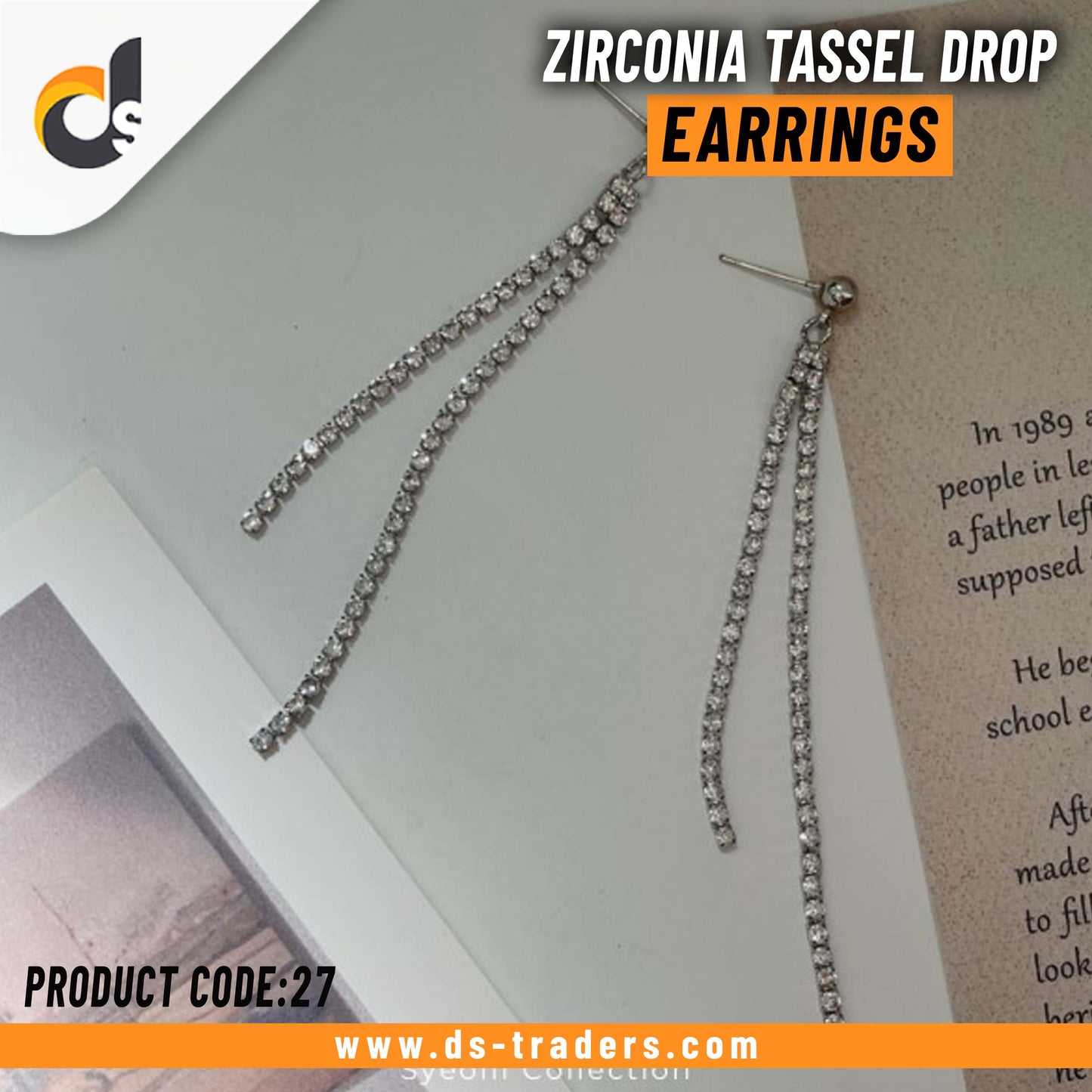 Zirconia Tassel Drop Earrings