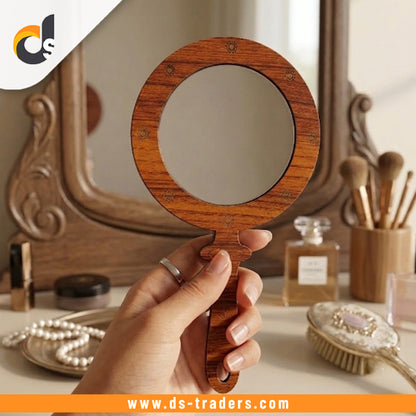 Portable Natural Wooden Hand Mirror