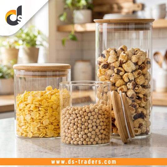 3PCs Elegant Glass Storage Jar Set