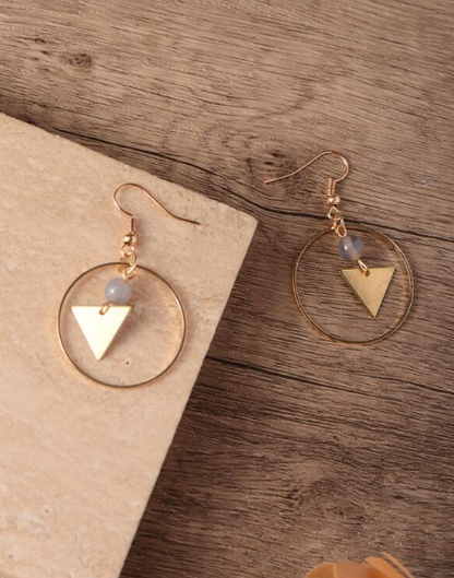 Luxurious Ring Triangle Earrings