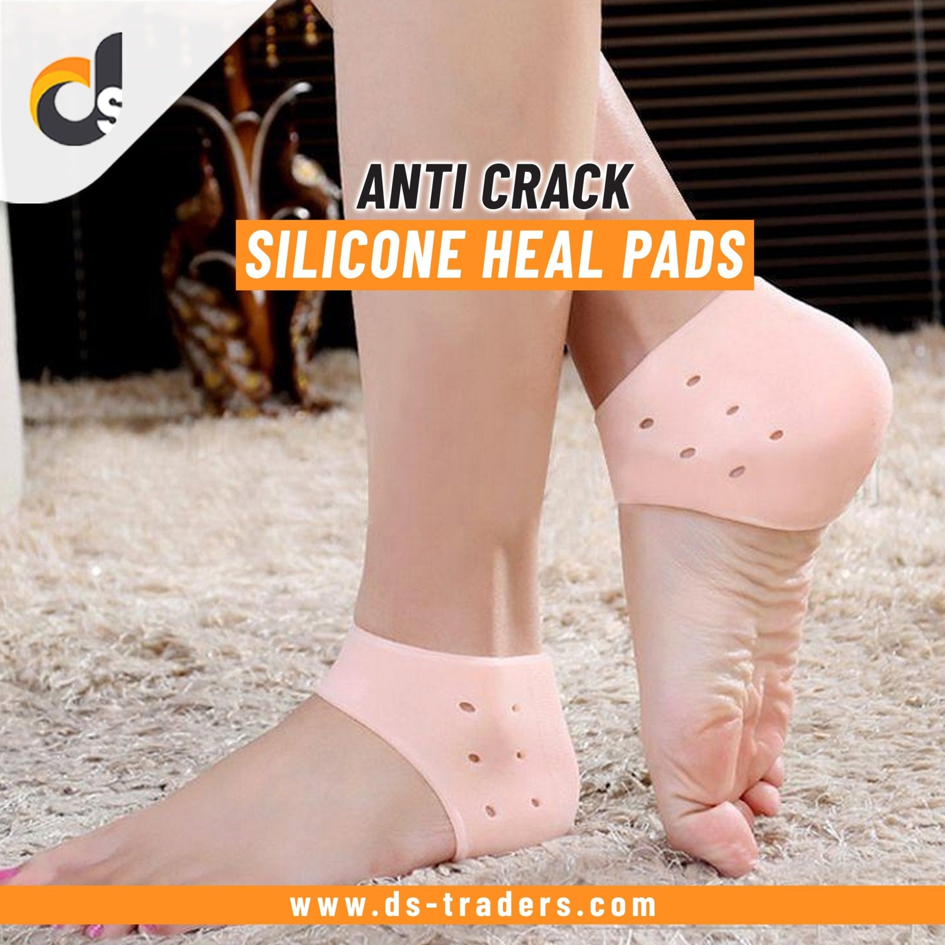 1 Pair Silicone Gel Heel Pad Socks for Pain Relief & Anti Crack Heel - DS Traders