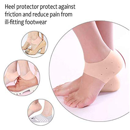 1 Pair Silicone Gel Heel Pad Socks for Pain Relief & Anti Crack Heel - DS Traders