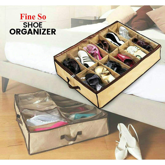 12 Pairs Shoe Storage Rack Under Bed Organizer. - DS Traders