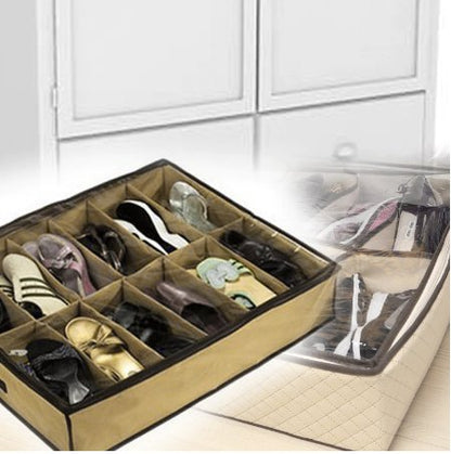 12 Pairs Shoe Storage Rack Under Bed Organizer. - DS Traders