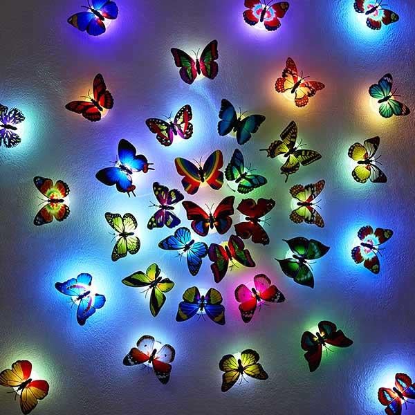 Pack of 3 - Self Adhesive Decorative LED Butterfly