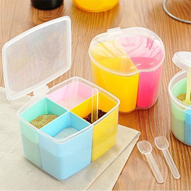 3 in 1 Masala Box with Spoon Jar Container Spice Box Seasoning Storage Box - DS Traders