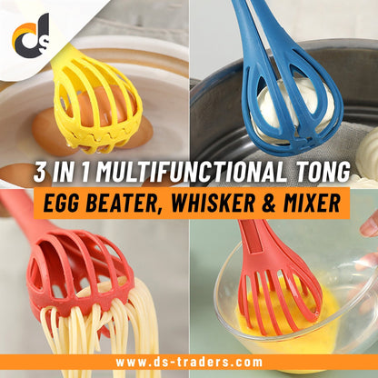 3 in 1 Multifunctional Tong | Egg Beater, Whisker and Mixer - DS Traders
