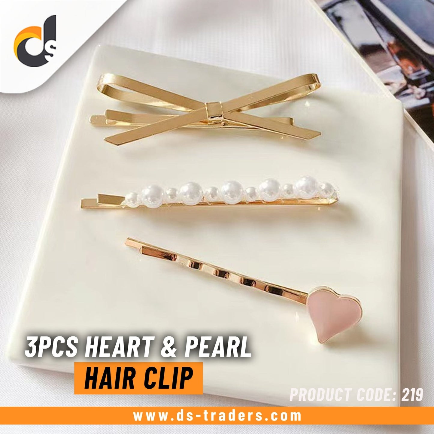 3Pcs Heart & Pearl Earrings - DS Traders