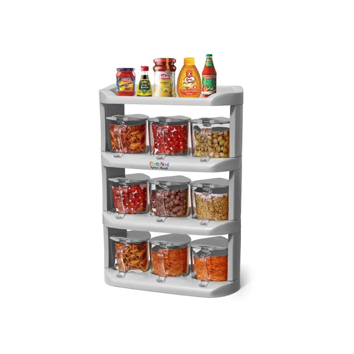 4 Tier Condiments & Spice Rack With 9 Spice Jars - DS Traders