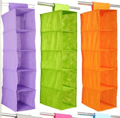 5 Shelves Hanging Wardrobe Organizer for Cupboard - DS Traders