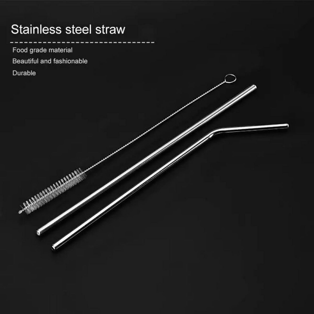 Reusable Stainless Steel Metal Straw with Cleaning Brush
