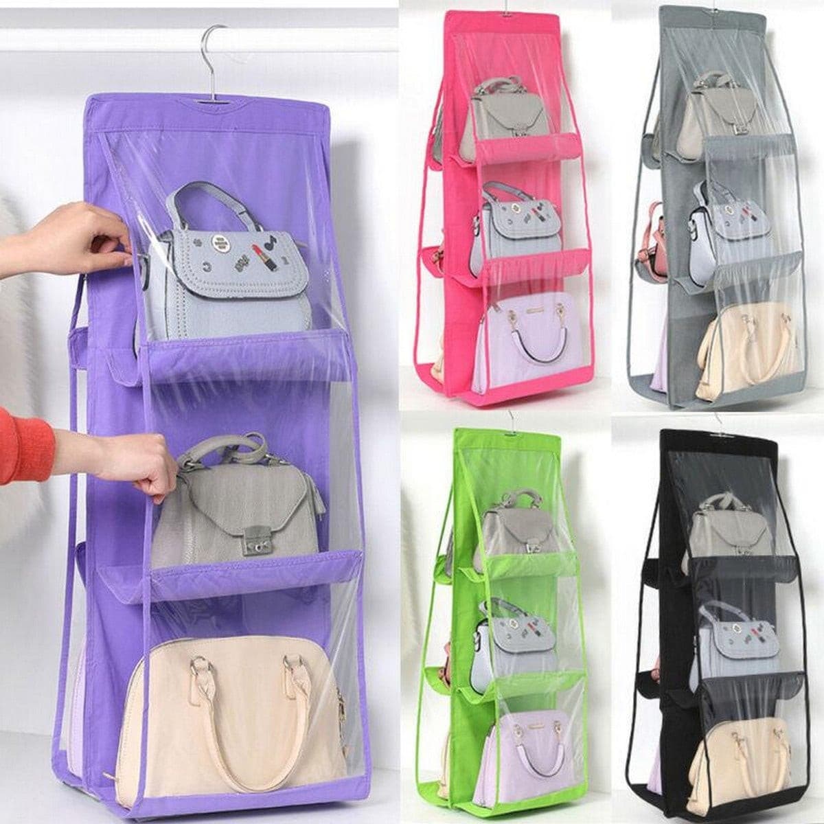 6 Pocket Double Sided Hand Bag / Purse Organizer - DS Traders